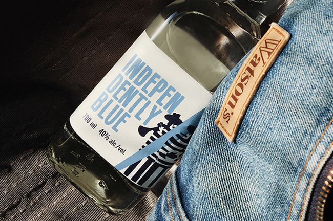independently blue etikettengestaltung für schnaps