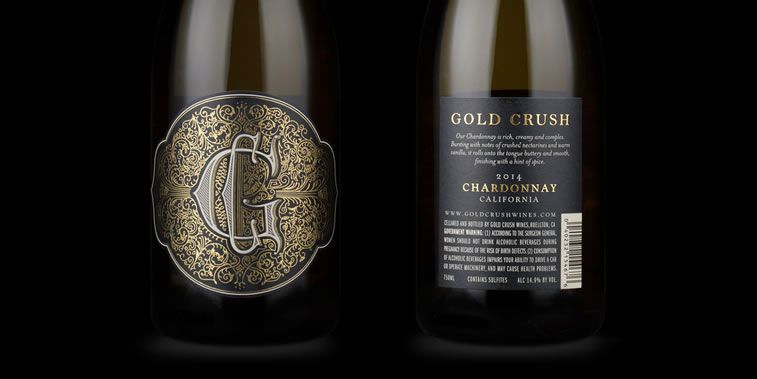Design-Etiketten für Weine gold crush 3