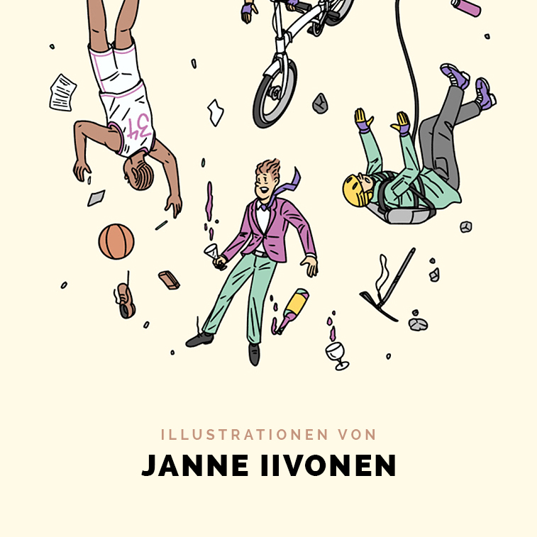 Zeichentrickfiguren vom finnischen Illustrator Janne Iivonen