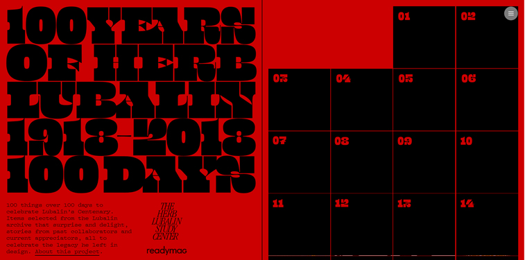 Lubalin 100 projekt homepage