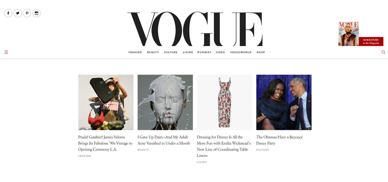 Vogue website serife schriftart